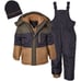 Black & Gold Color Block Hooded Puffer Coat Set - Boys 18