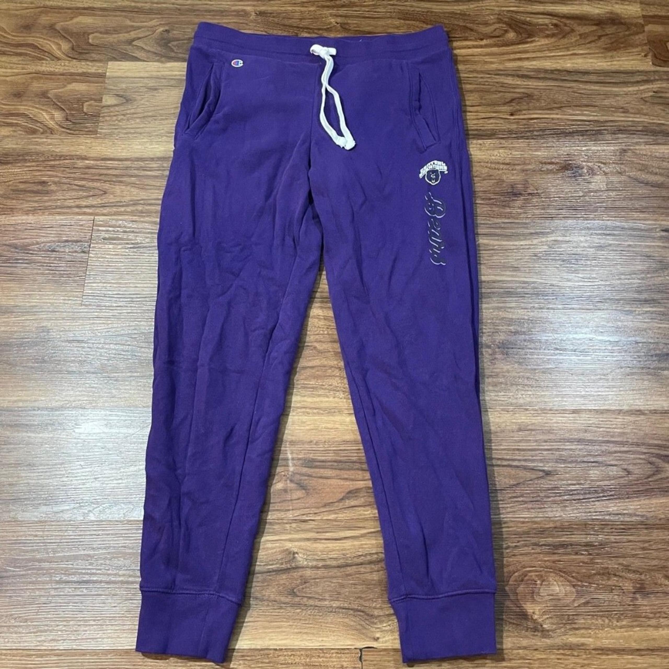 Champion Authentic Activewear Purple Tapered Sweatpants Drawstring Women's Sz LG