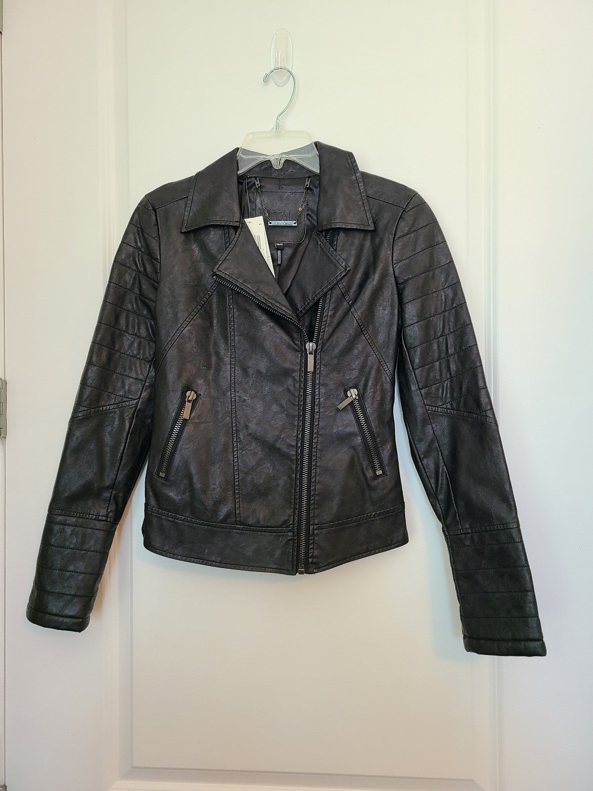 NWT Buffalo David Bitton Faux Leather Jacket XS Black