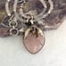 Sterling Silver 925 Modernist Rose Quartz & Amethyst Beaded Pendant Necklace