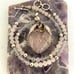 Sterling Silver 925 Modernist Rose Quartz & Amethyst Beaded Pendant Necklace