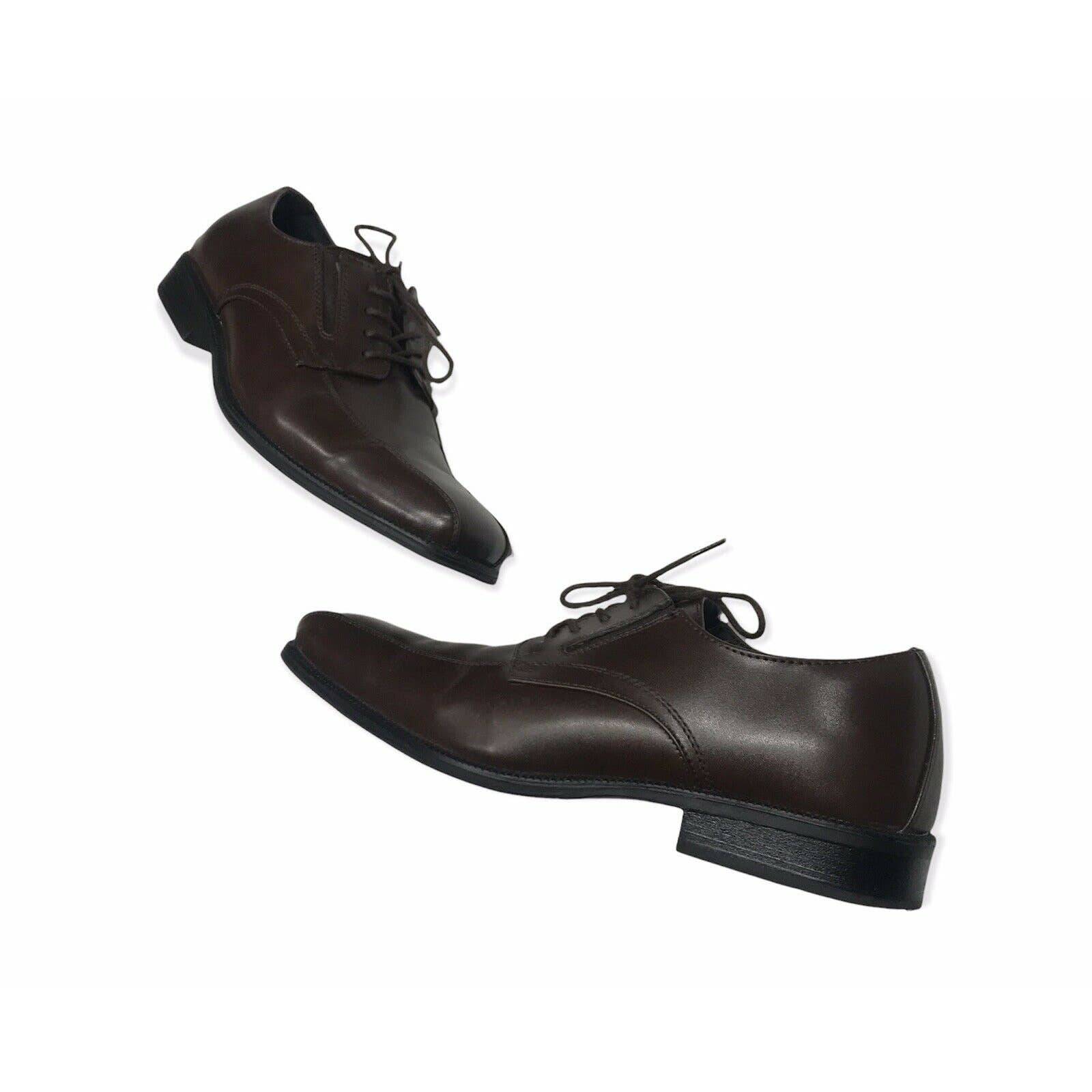 Alfani Proud Mens Brown Wide Faux Leather Oxfords Shoes Size 11.5 M US Square