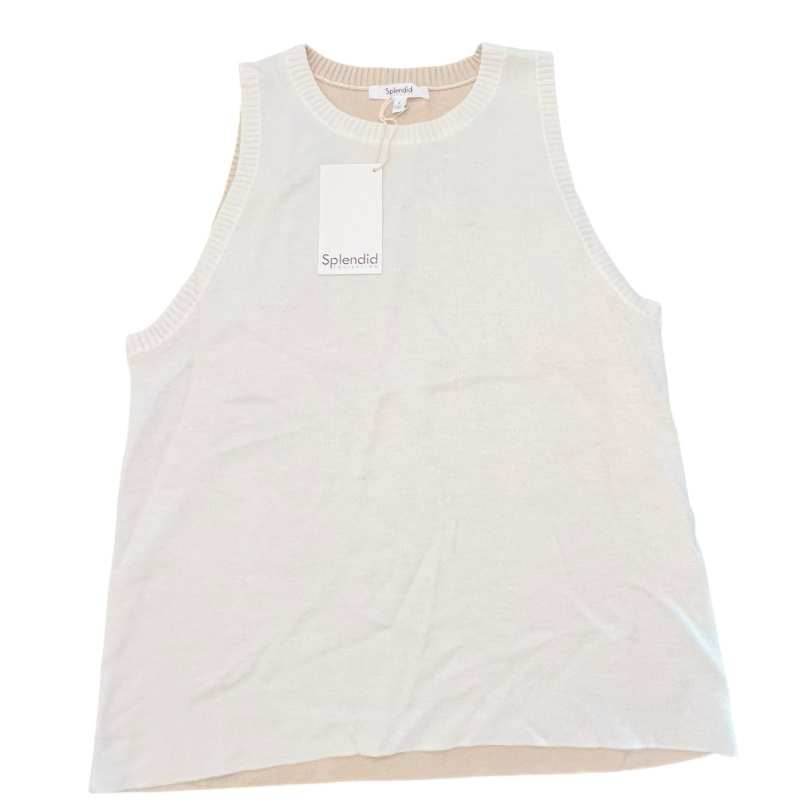 SPLENDID Sydney Cashblend Reversible Sweater Tank Women's Size Small Ivory | Tan