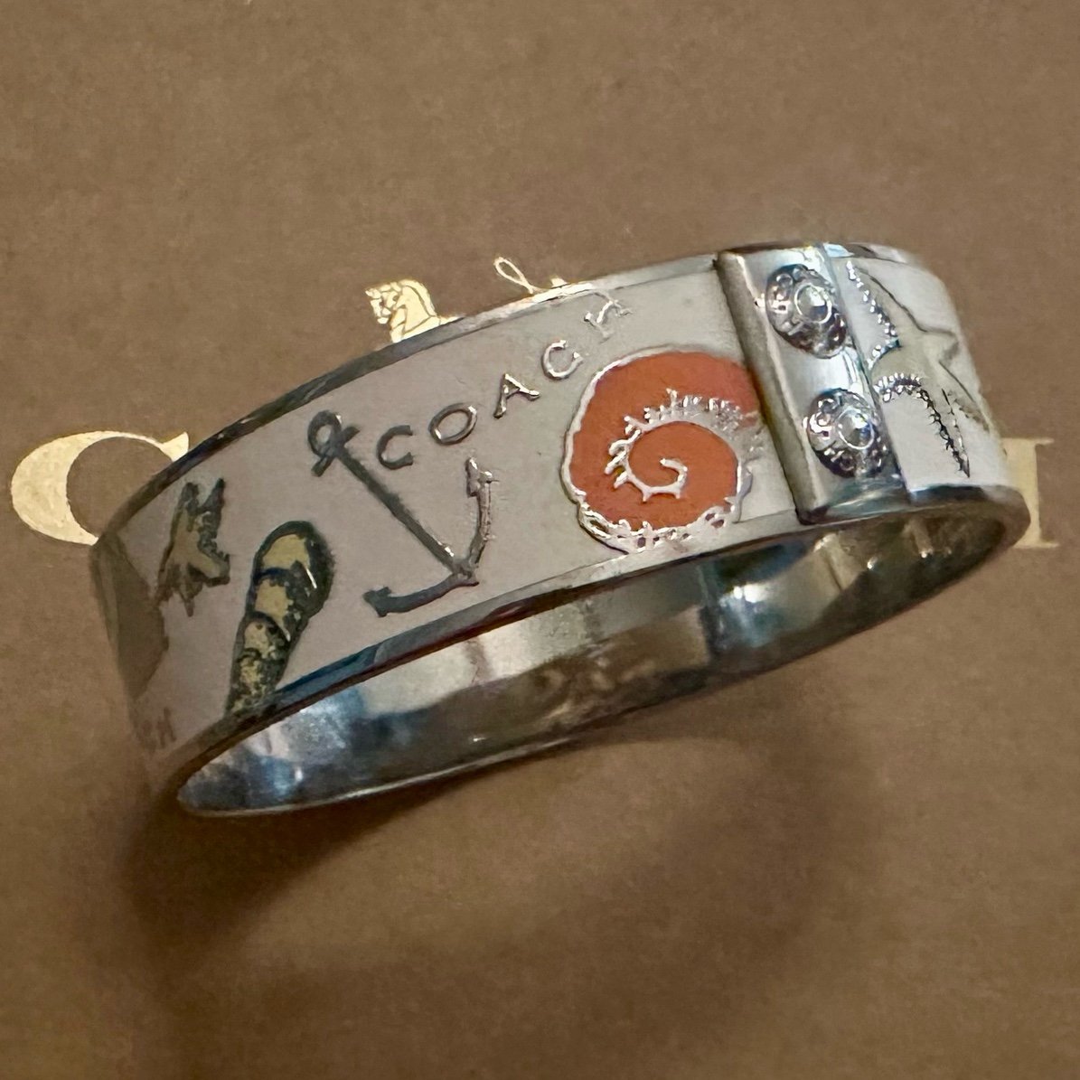 Coach Vintage Multi-Colored Enamel Wide Nautical Ocean Sea Bangle Bracelet