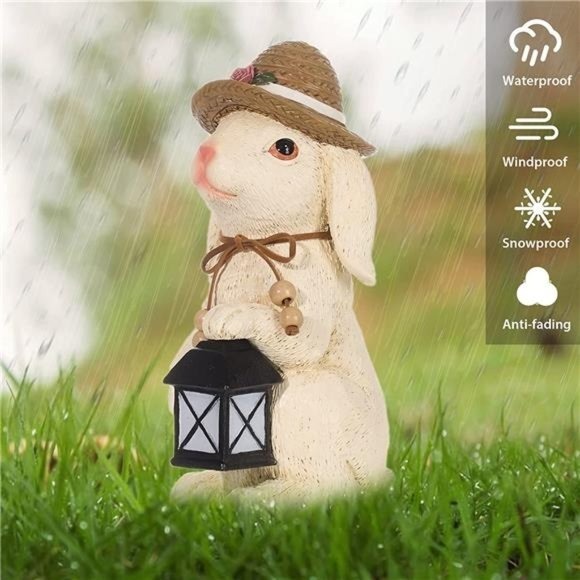 Easter Bunny Home Decorations with Lantern Solar Lights