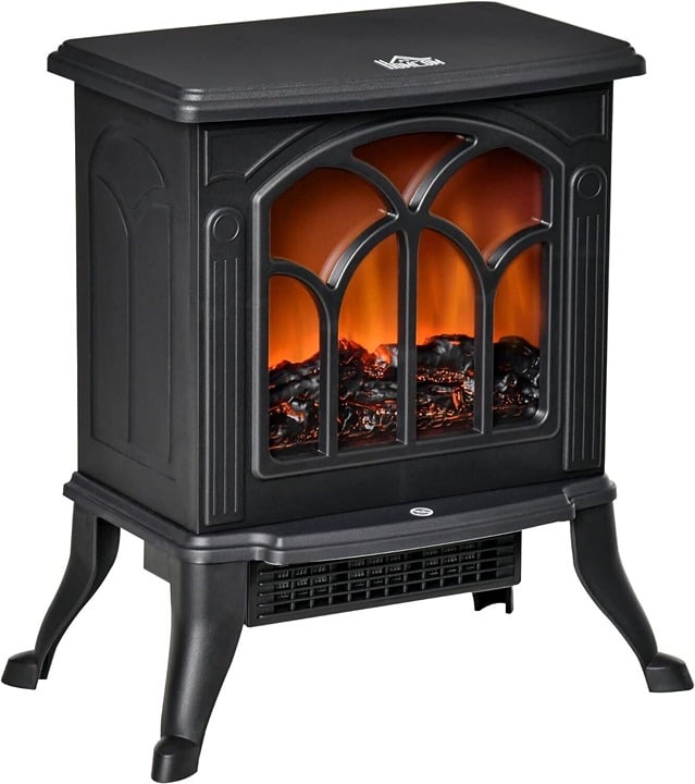 17 Freestanding Electric Fireplace Stove Space Heater with Realistic 750W/1500W