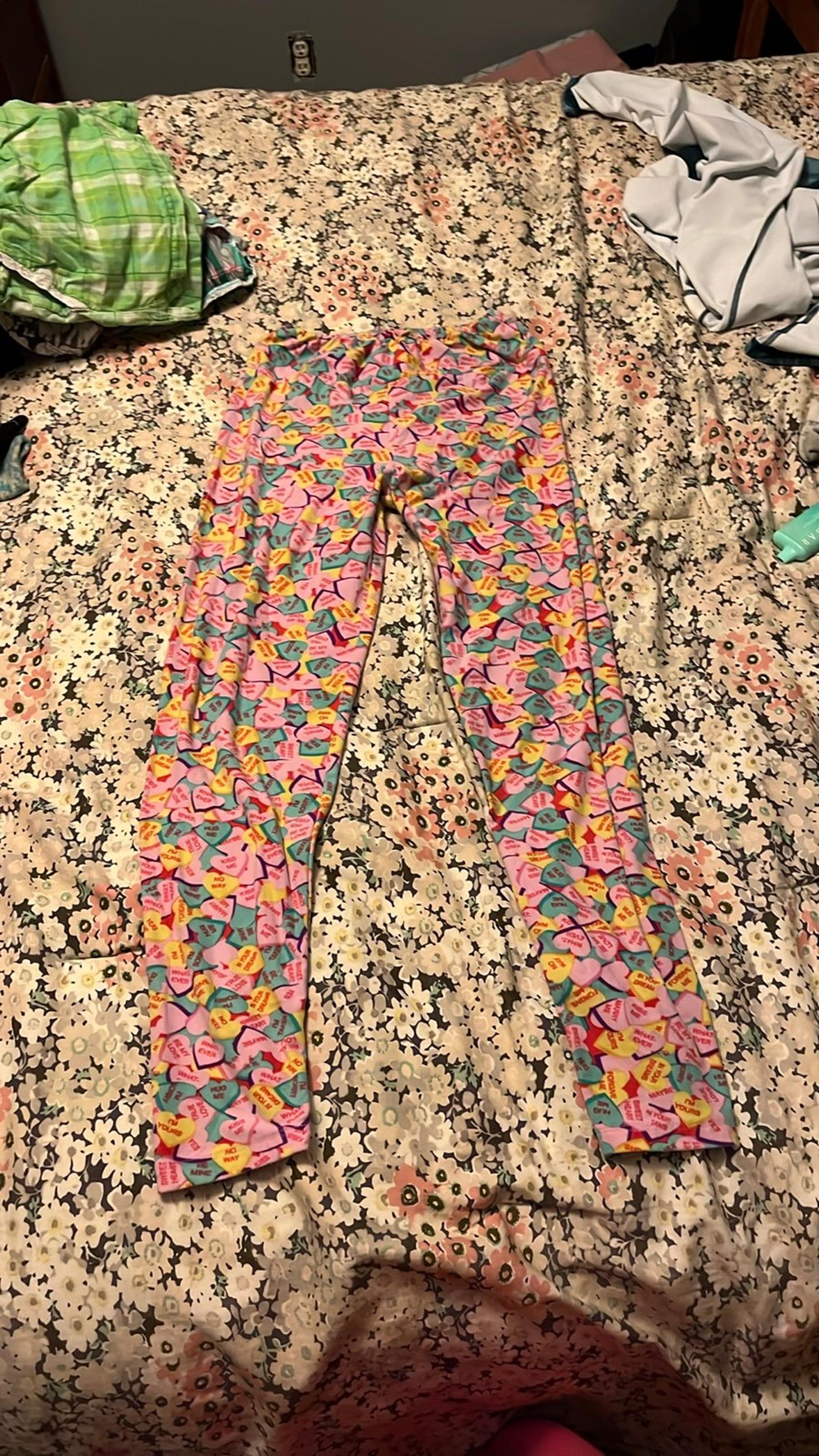 Women’s pink and green Lularoe pajama pants