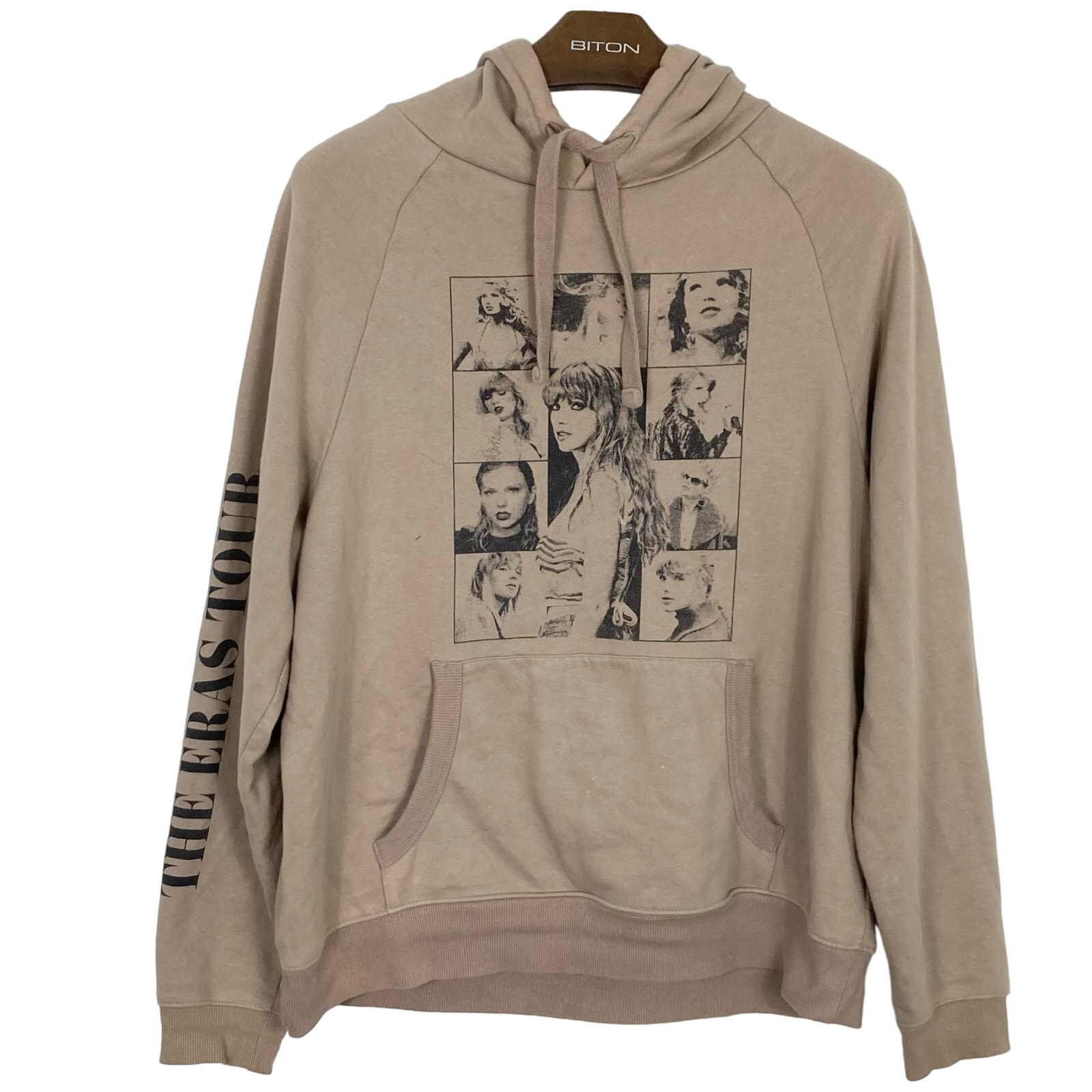 Taylor Swift The Eras Tour Hoodie L Graphic Photos Taupe Long Sleeve Pocket