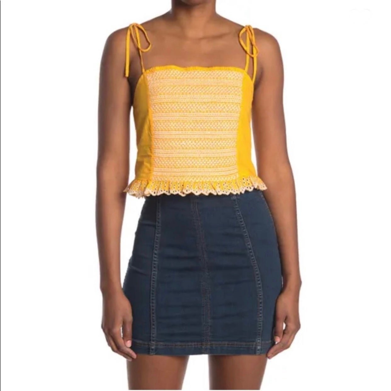 NWT Tanya Taylor Marigold Randy Cropped Embroidered Tank Size Large