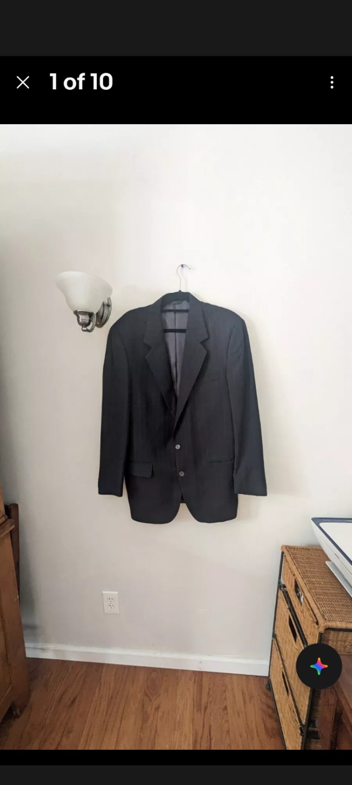 Vintage Mr Sid Blue Pin Stripe 100% Wool Men's Jacket Blazer Sport Coat Size 44L