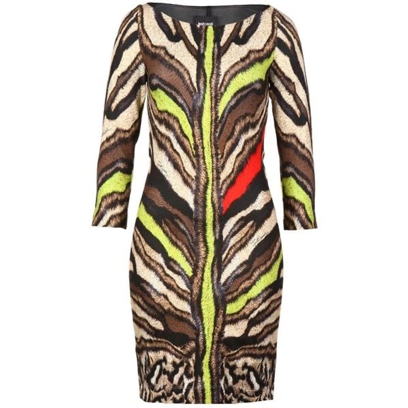 Just Cavalli Oniric Tiger Animal Print Bodycon Dress Women's Size Small