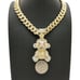 38 BABY Young Boy Monkey Pendant & Iced Box Lock Cuban Chain Hip Hop Necklace