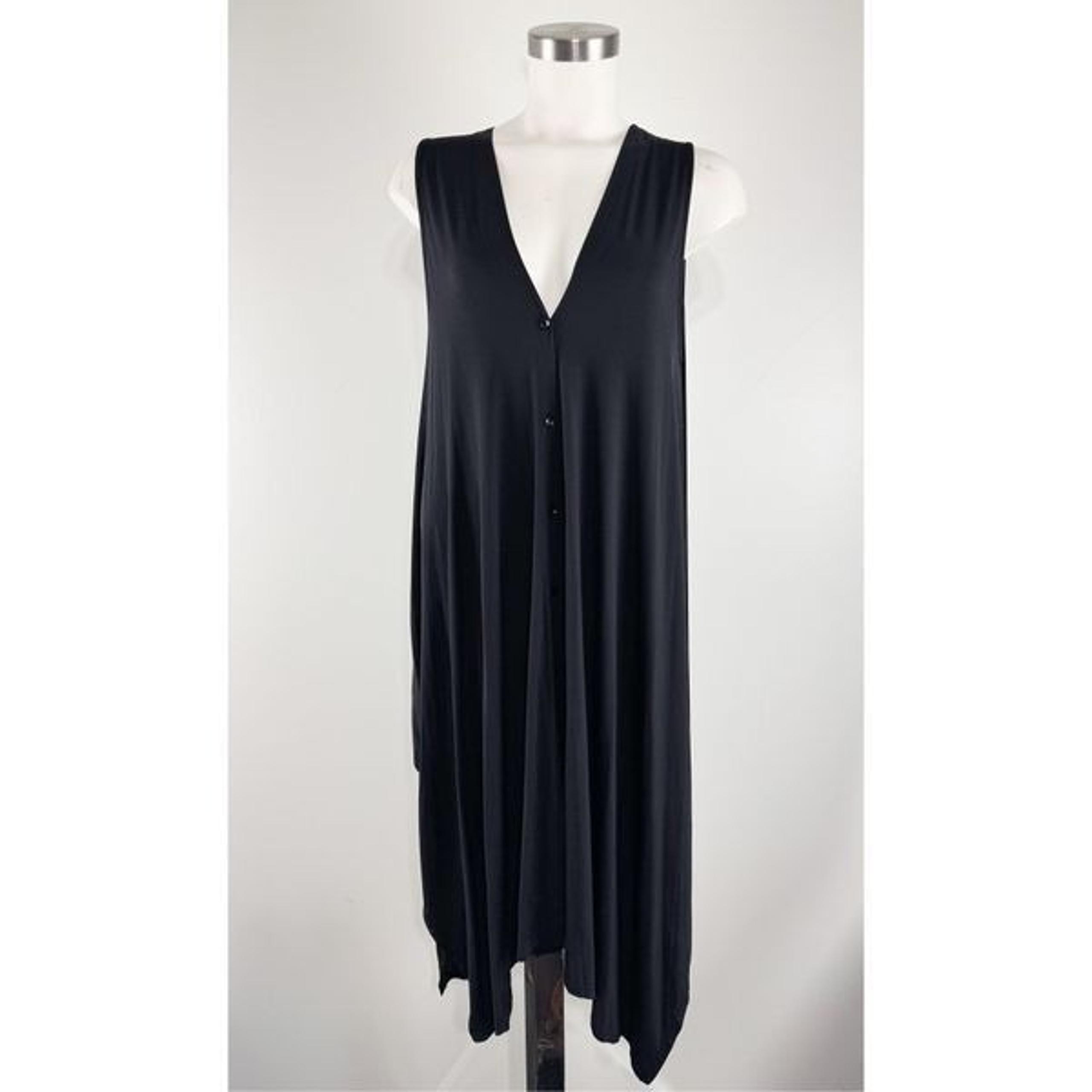 Profile by Gottex Womens Tutti Frutti V-Neck Button Up Dress Coverup Black Large