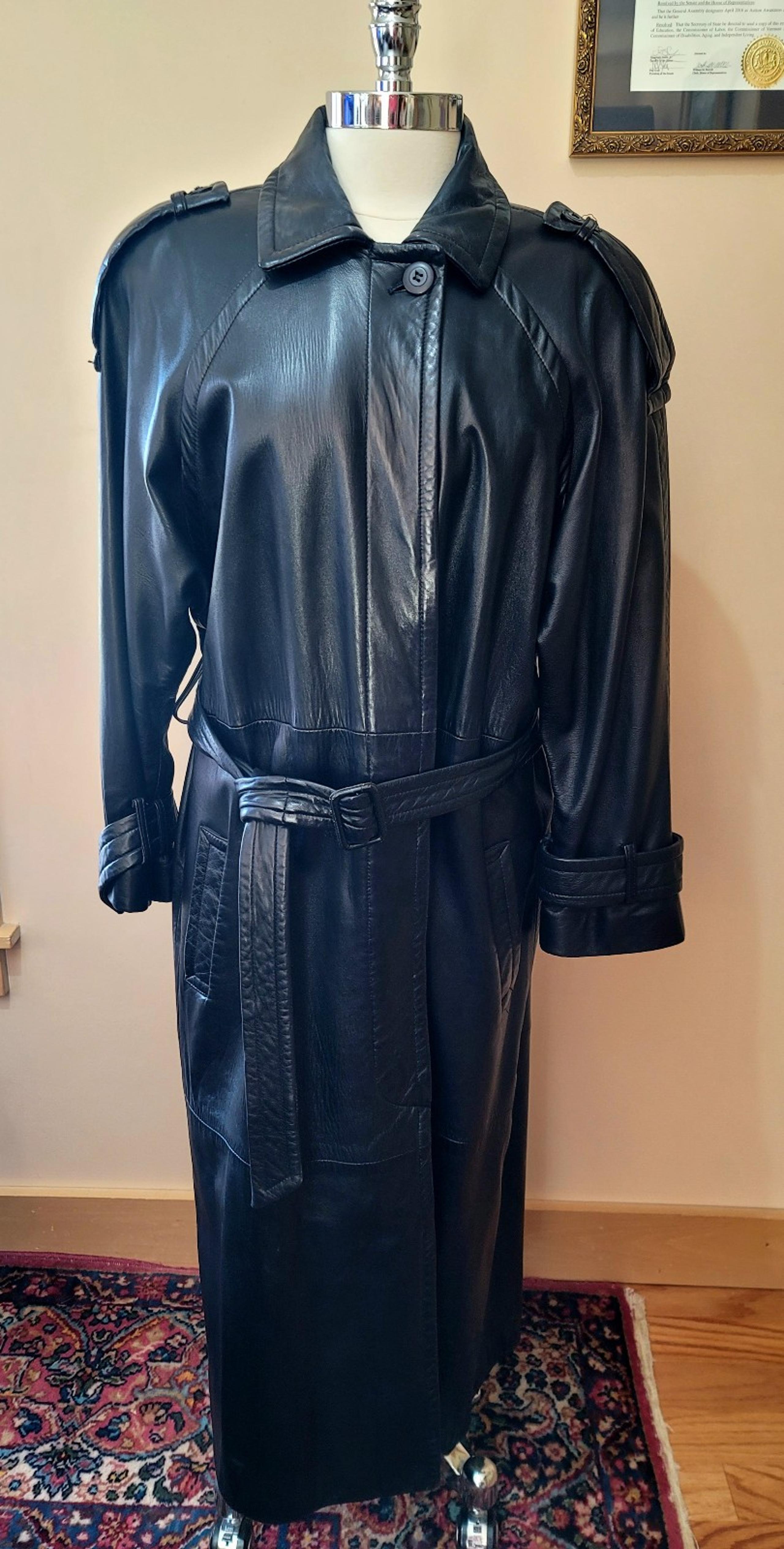 Ellen Tracy Genuine Leather Trench Coat Size 14