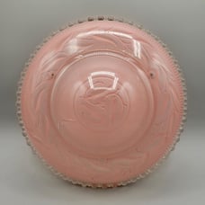 1930s Pink Glass Light Shade Dome Shaped Ceiling Candlewick Edge 3 Hole Mount