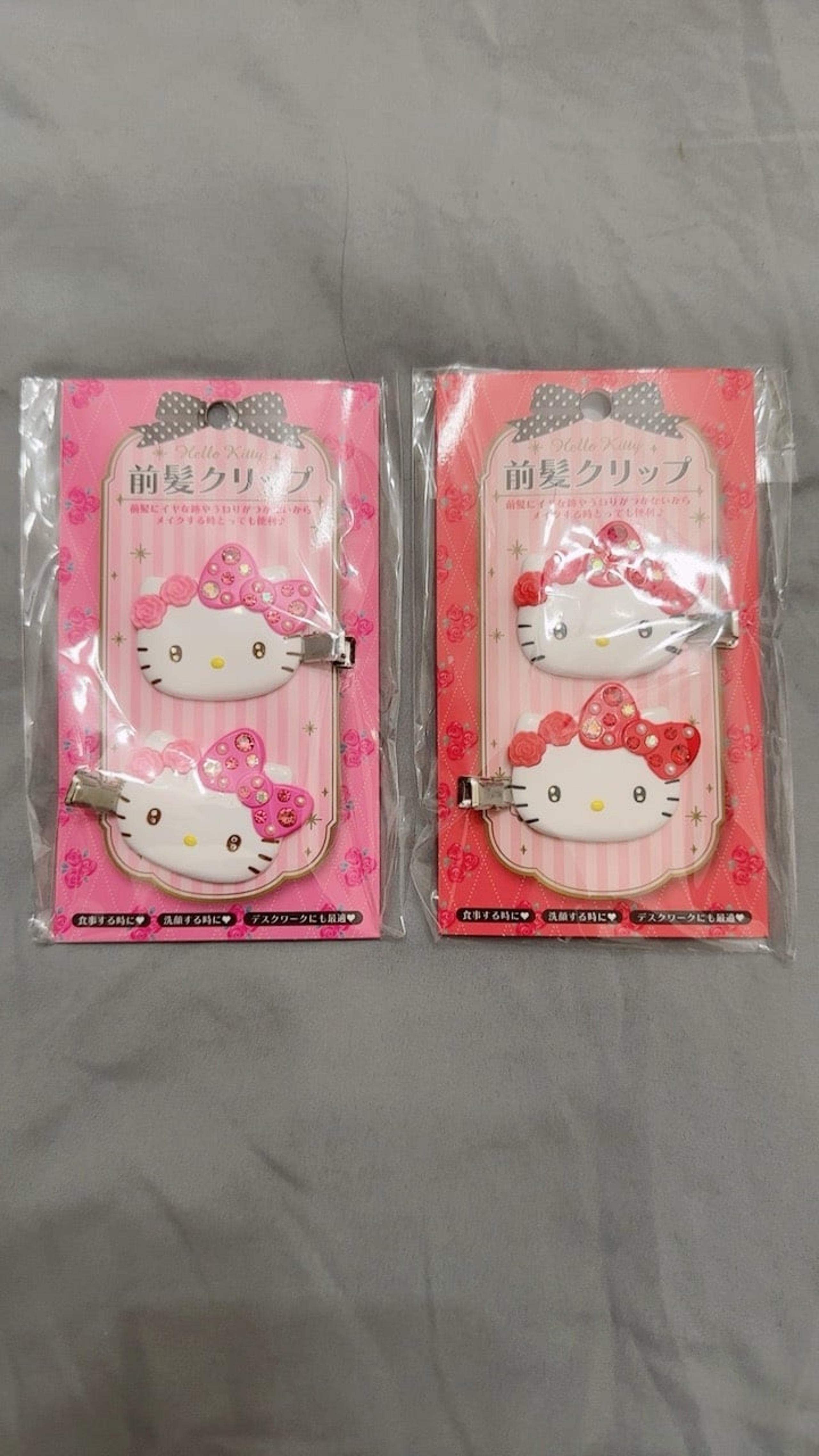 Japan Sanrio Original Bangs Clip Deluxe - Hello Kitty : Red and Pink