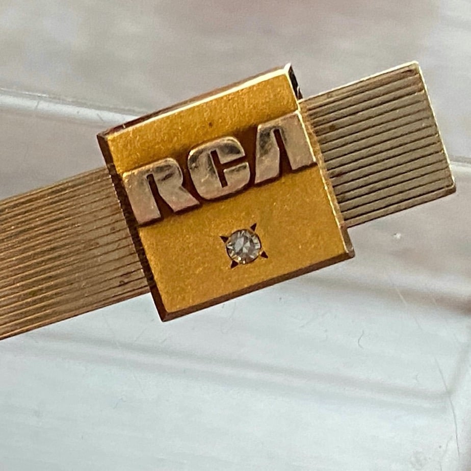 Vintage O.C Tanner RCA Tie Clip Diamond 10k Gold and Gold Filled