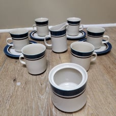 Vtg Ceramic Carousel Stone Ware 802 Blue Japan
