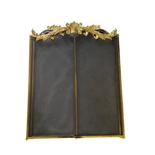 Vintage Solid Brass Firescreen Simple Floral Victorian Style Design