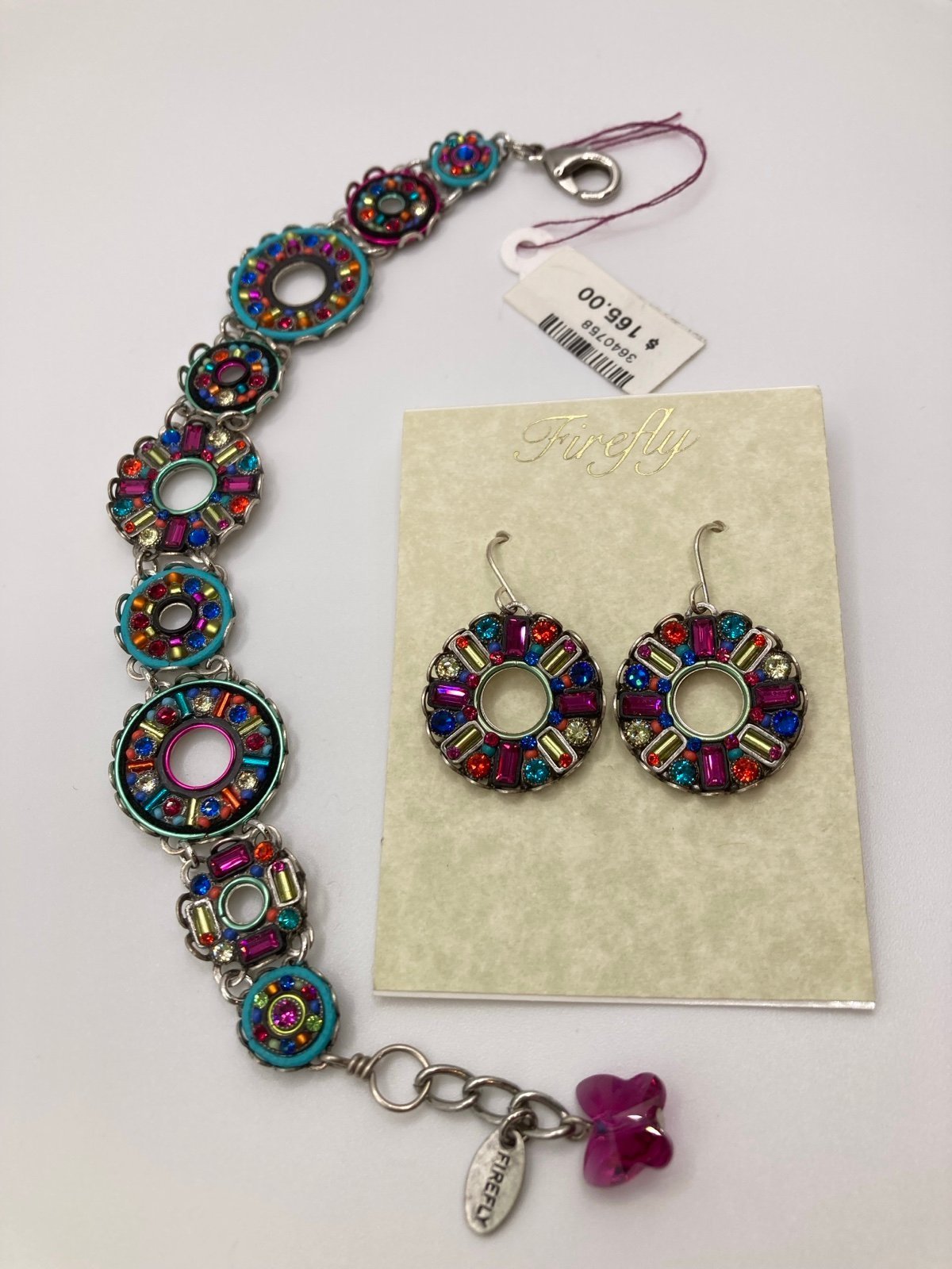 NWT Multicolor Pinwheel Bracelet and Earrings by Firefly Jewelry