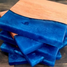Epoxy river board live edge coaster set of 4