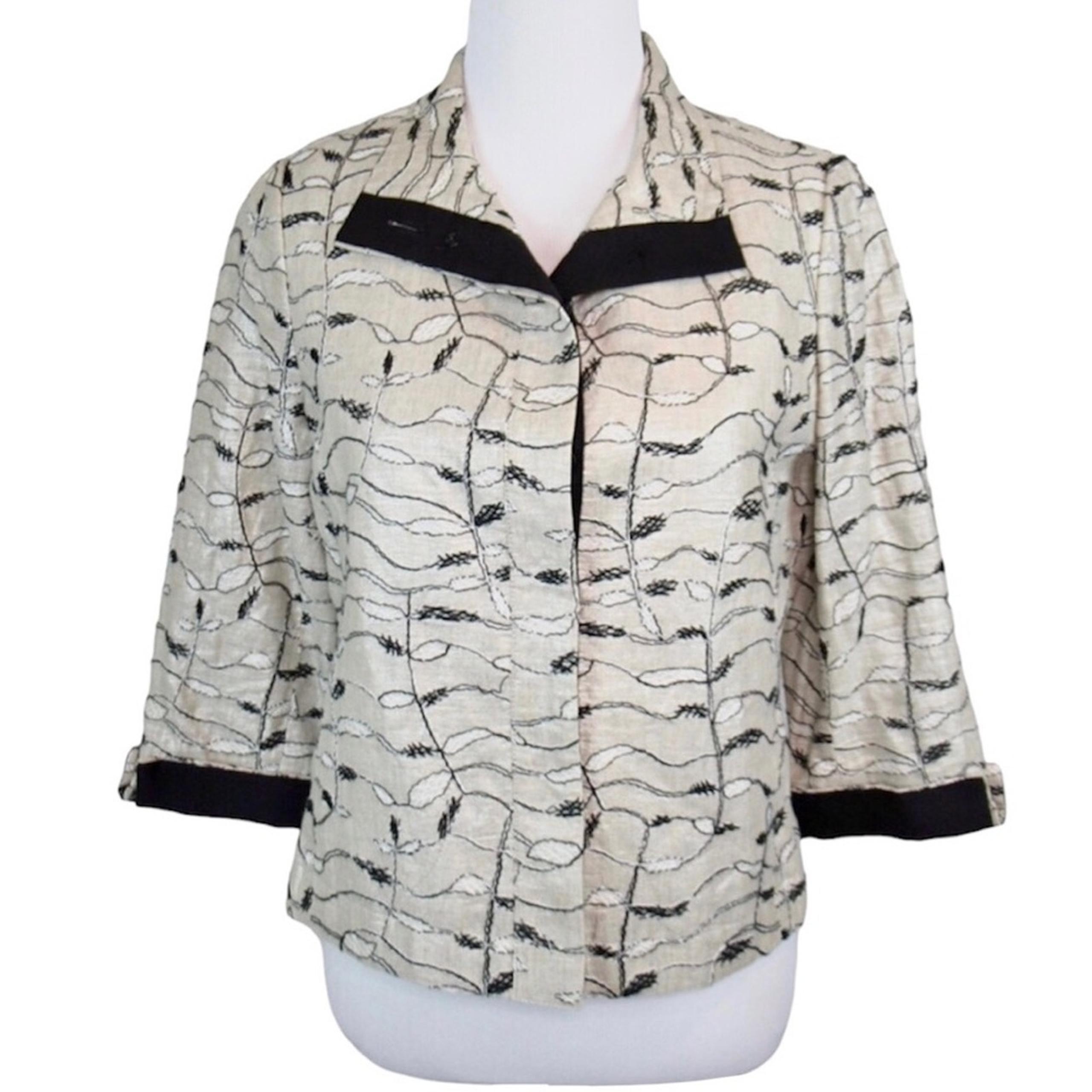CARLISLE Embroidered Metallic Linen Blend Jacket 6