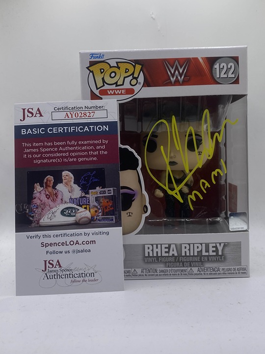 Rhea Ripley Mami Inscribed/Signed 122 Funko Pop JSA Card WWE COA