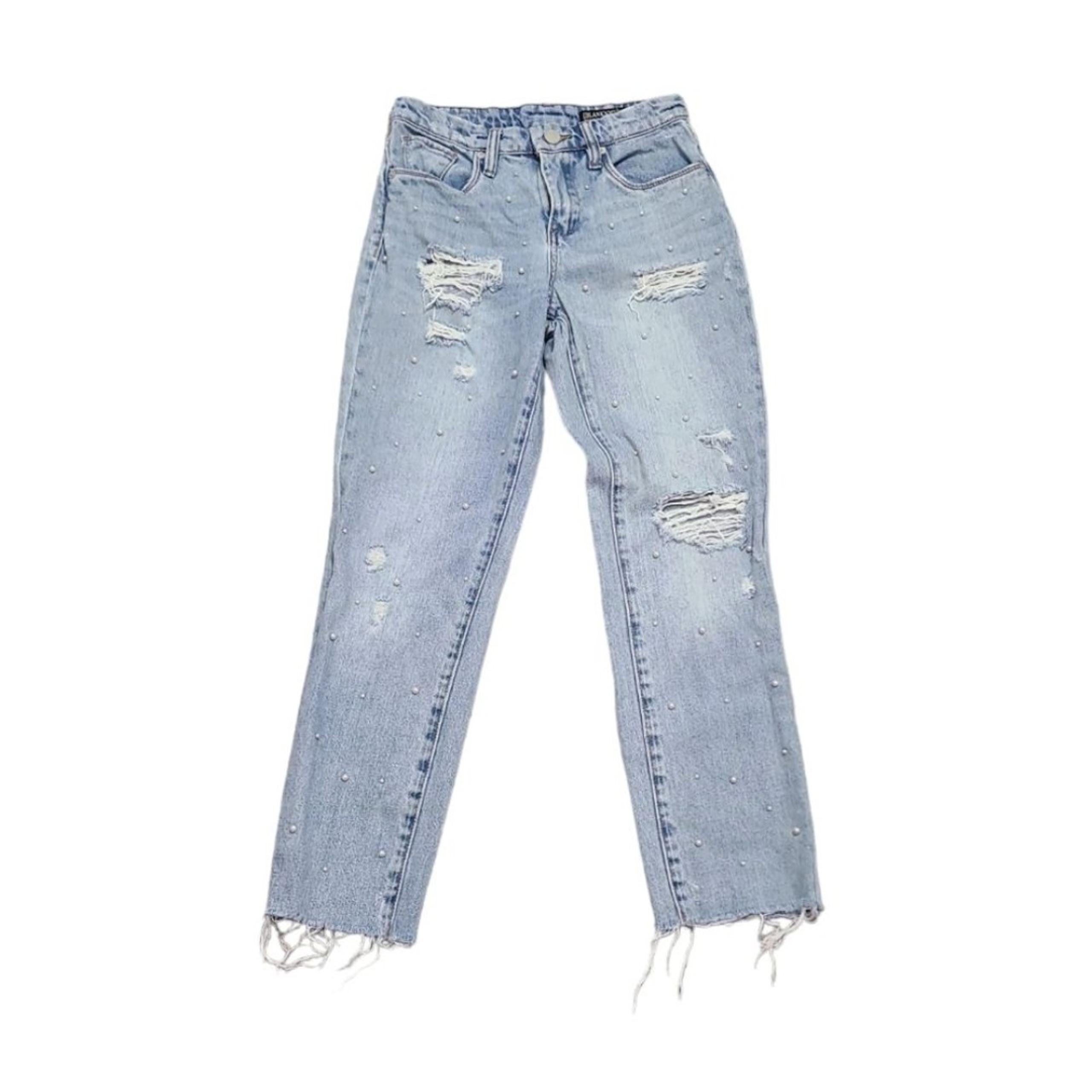 Blank NYC Women's the Madison crop jeans size 24 light wash embellished distress