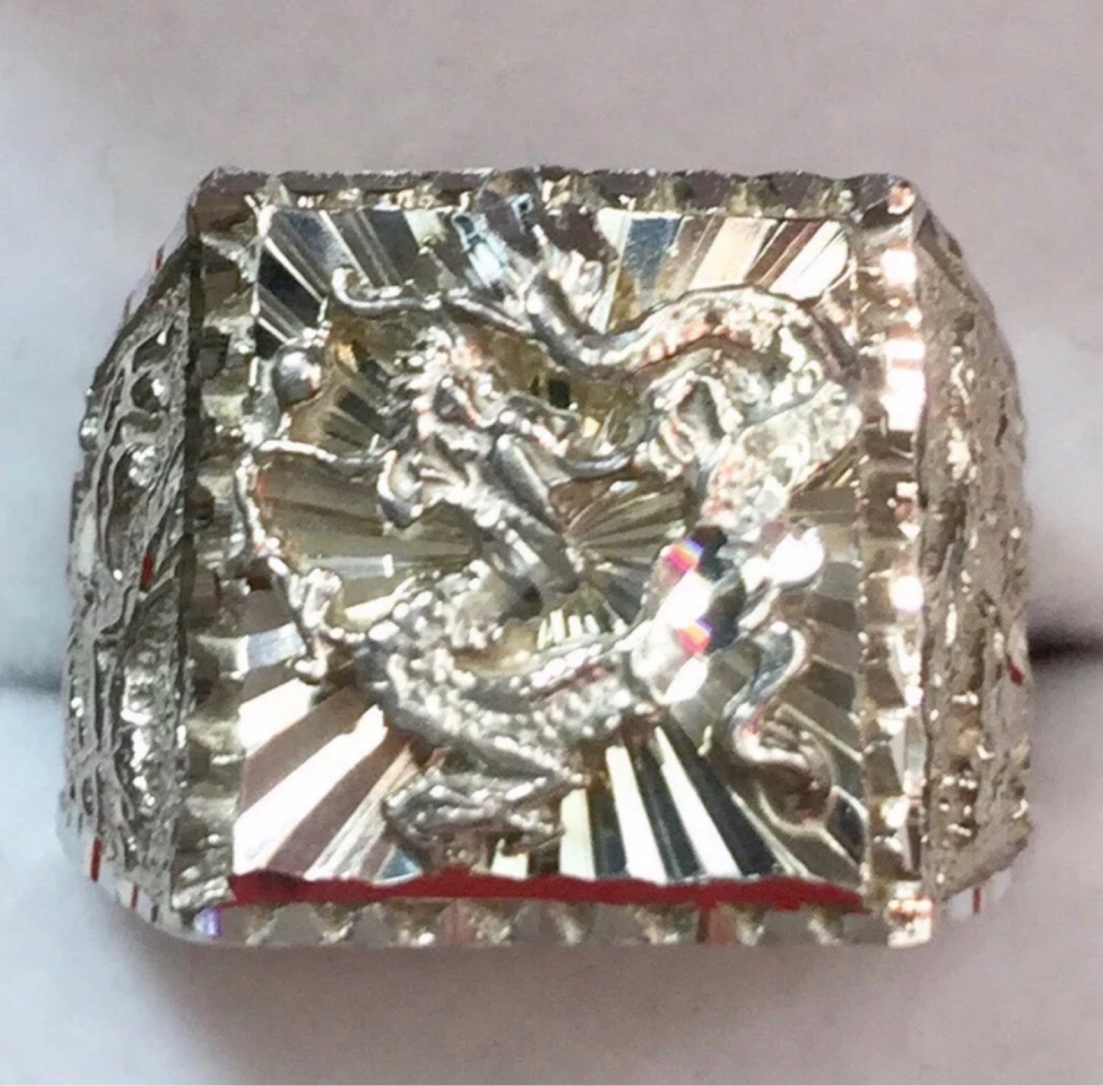 New Custom Handmade Asian Dragon Bling ring Band