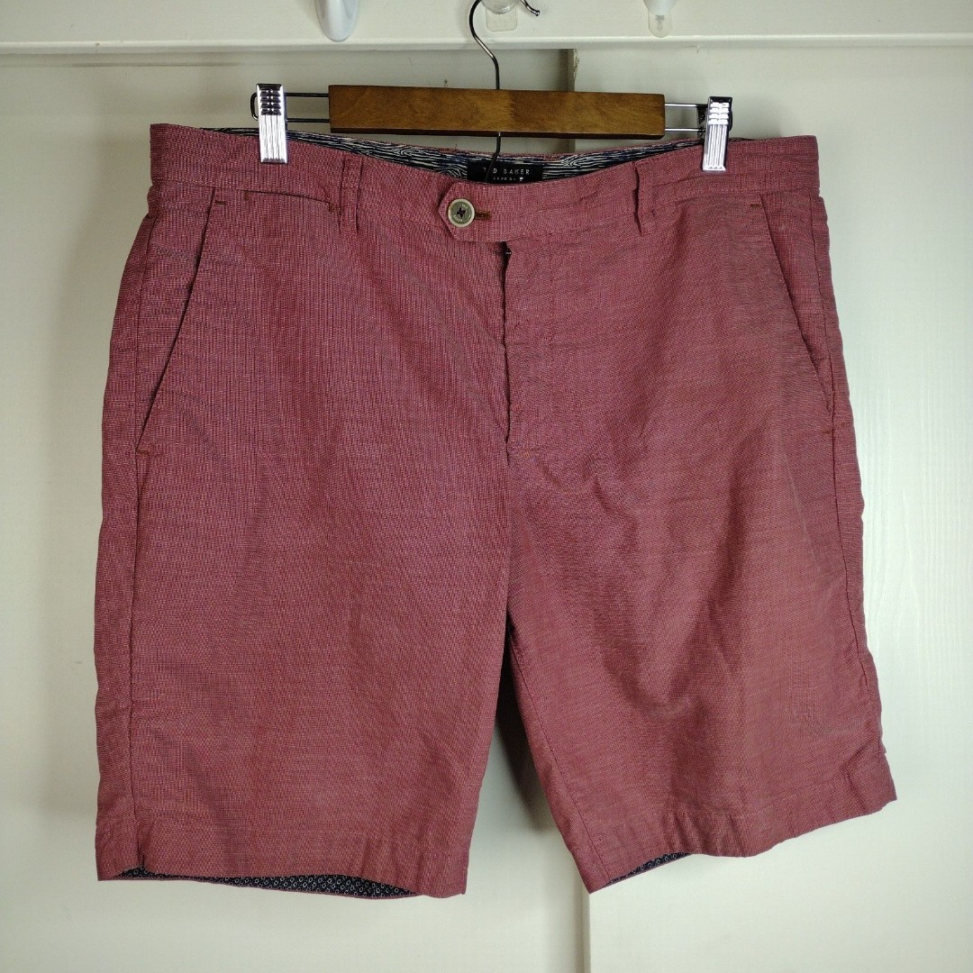 Ted Baker 100% Cotton Chino Casual Shorts Mens Size 36R Regular Red