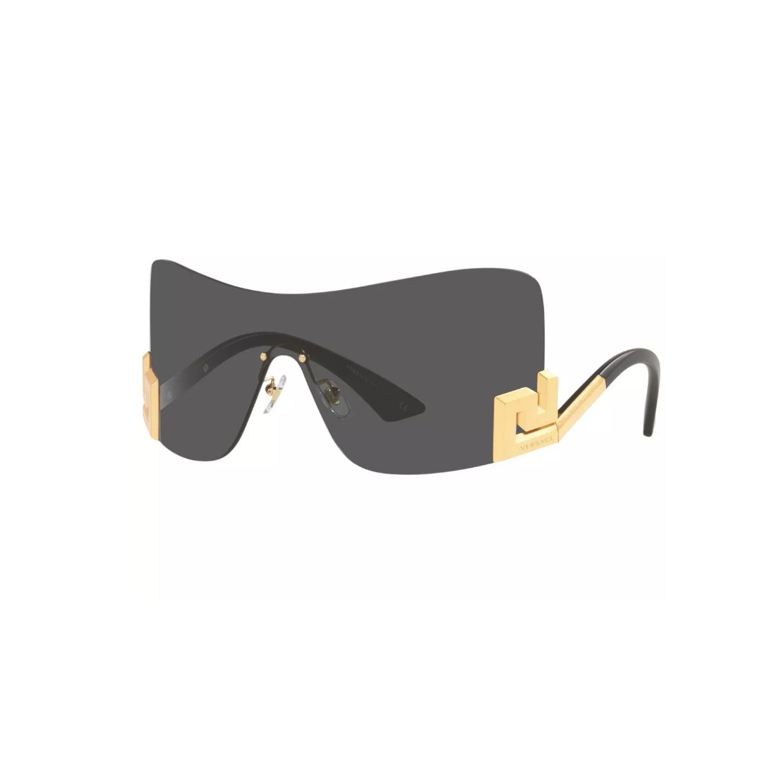 VERSACE Women's Grey Metal Shield Sunglasses Grey Lens New