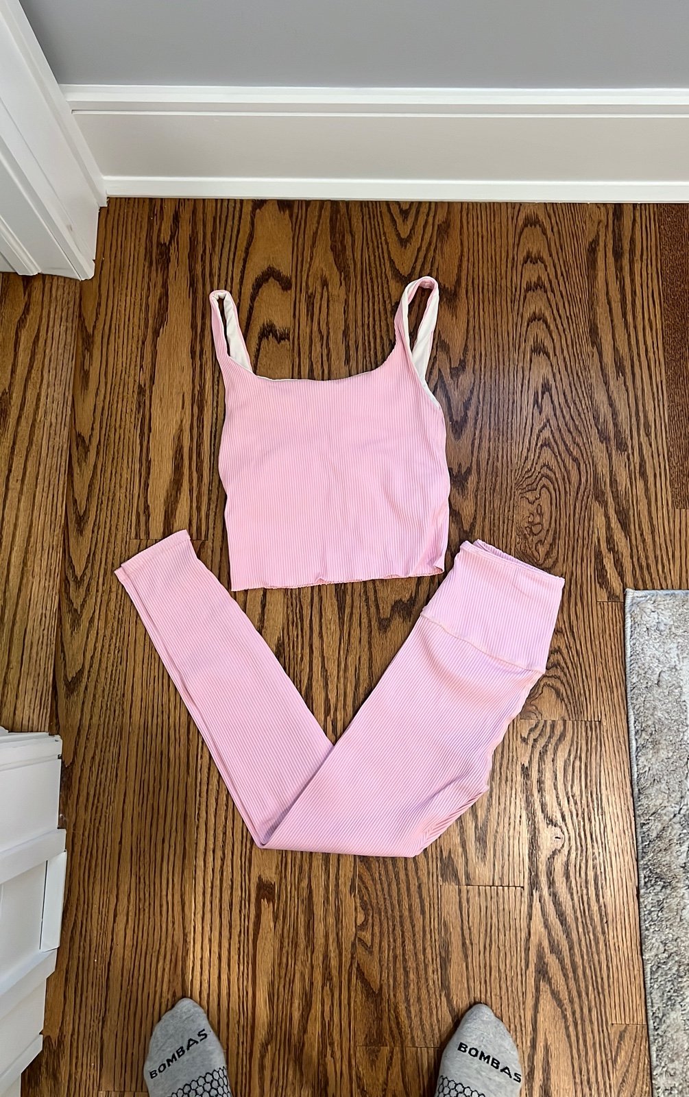 CARBON38 Pink Ribbed Set