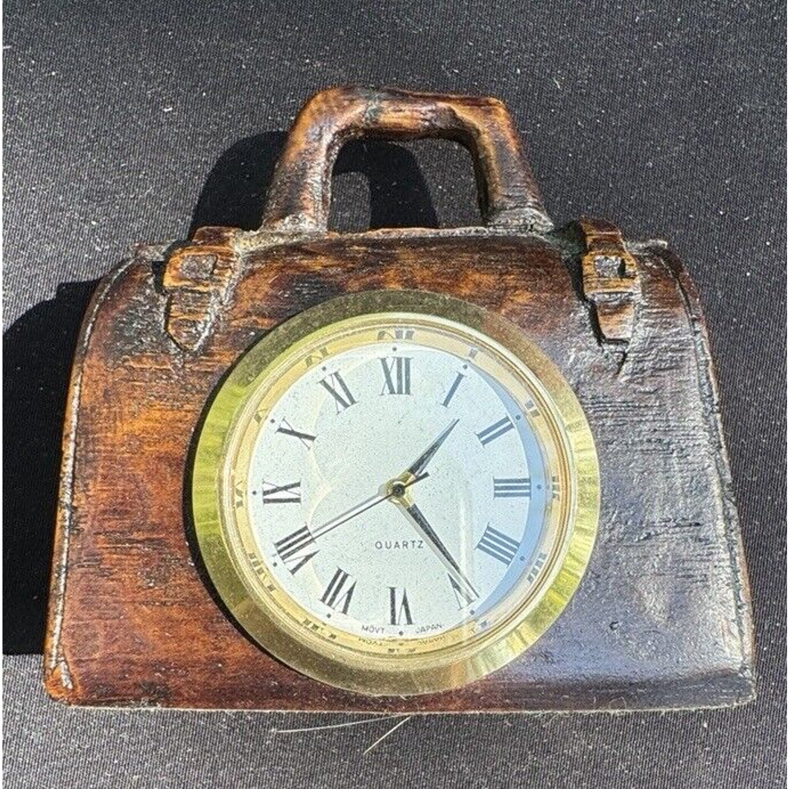 Elegant English 3” Desk Clock Suitcase The Original Book Works -A64