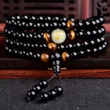 Natural Obsidian Mala Bracelet-Tiger's Eye Bracelet-108 Mala Beads Bracelet