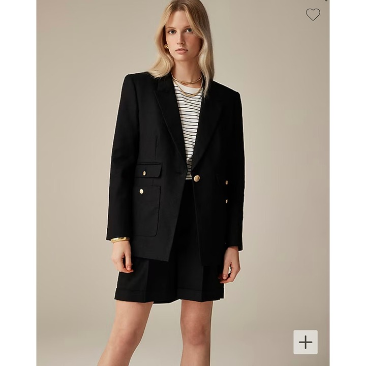 J. Crew Vivienne blazer in stretch linen blend size 4 Black Classic Work BZ861