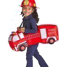 Plush 3D Firetruck Kids Costume Lights & Sounds Halloween NEW