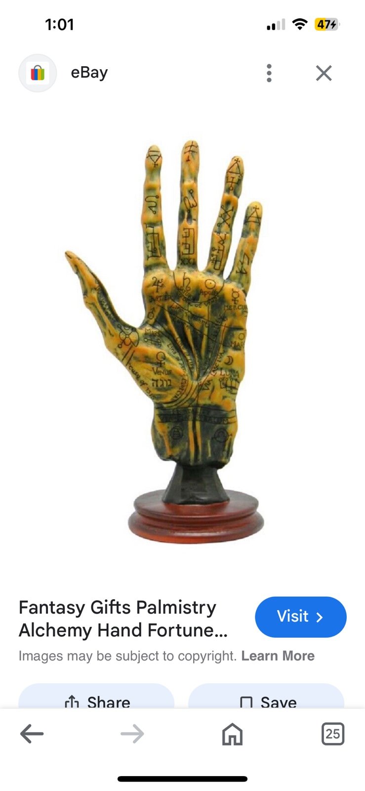 Fantasy Gifts Palmistry Alchemy Hand Fortune Telling Chiromancy Figurine Statue,