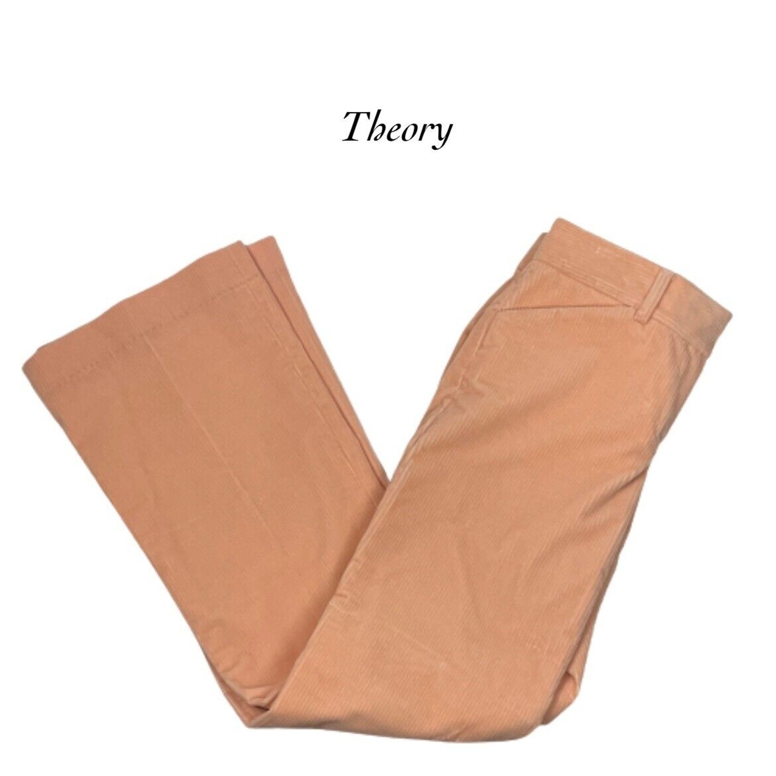 Theory Max C Rosa Peach Rhyme Ribbed Corduroy Wide Leg Pants NWT Size 0