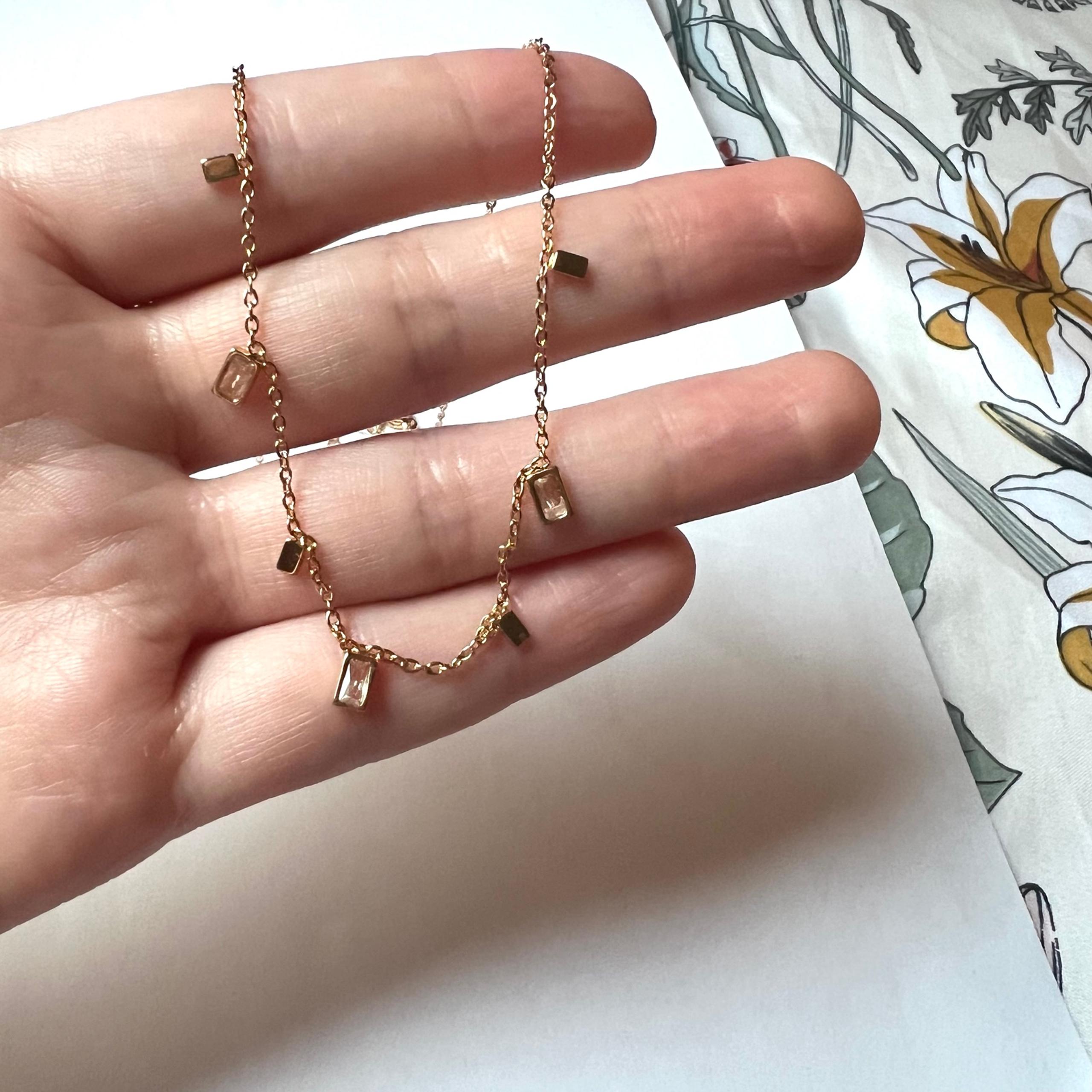 Stainless Steel Zircon 18k Plated Minimalist Necklace