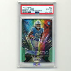 2023 Panini Prizm Prizmatic #20 Jahmyr Gibbs RC Green Wave Prizm PSA 10 Gem Mint
