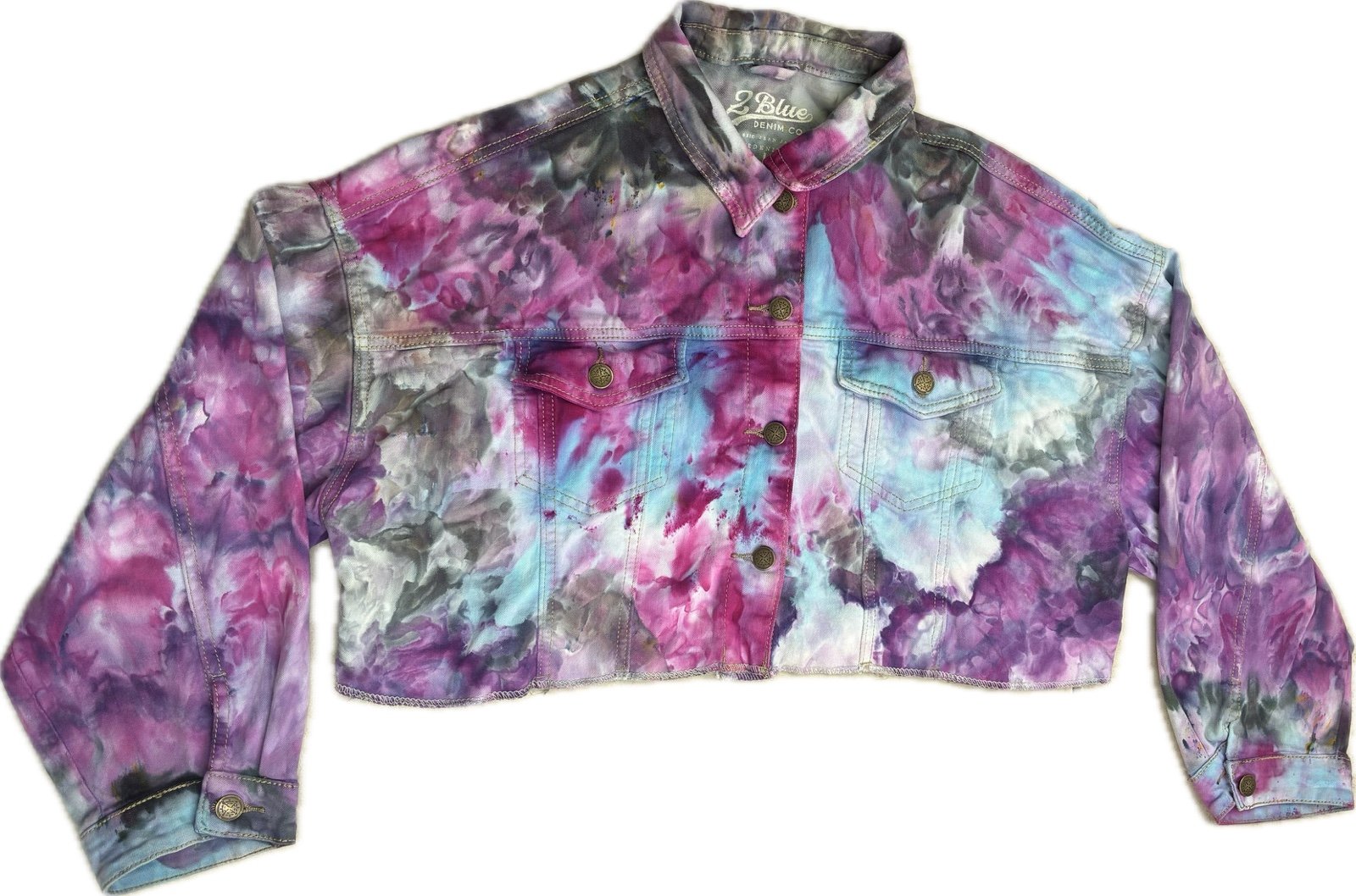 Ice dyed cropped Jean jacket size large