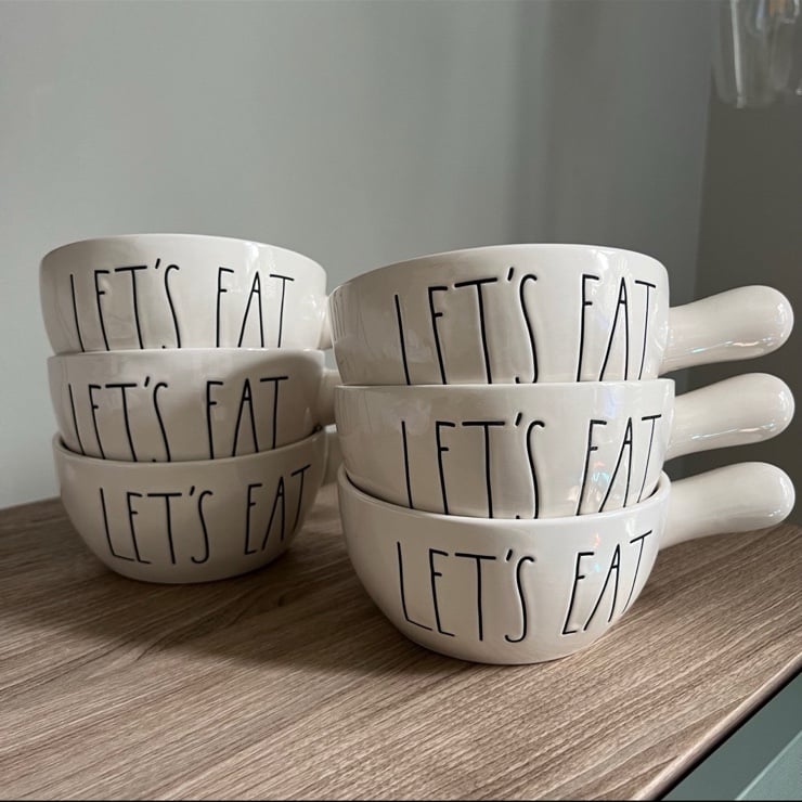 Rae Dunn LET’S EAT Soup Bowl with Handle x6