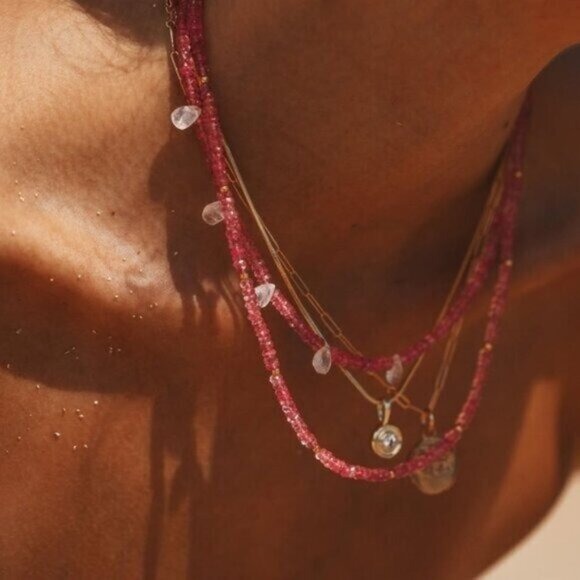 Pink Tourmaline & Moonstone Necklace Unique Handmade Necklace GORGEOUS & Unique