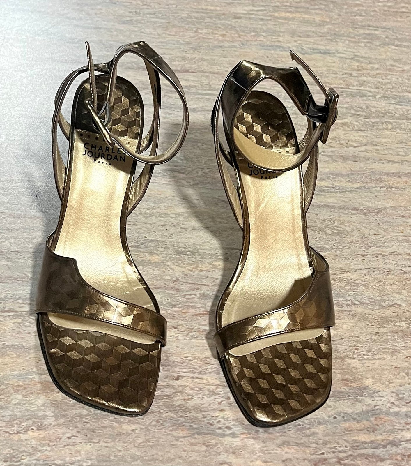 Charles Jourdan Paris open toe leather Heels