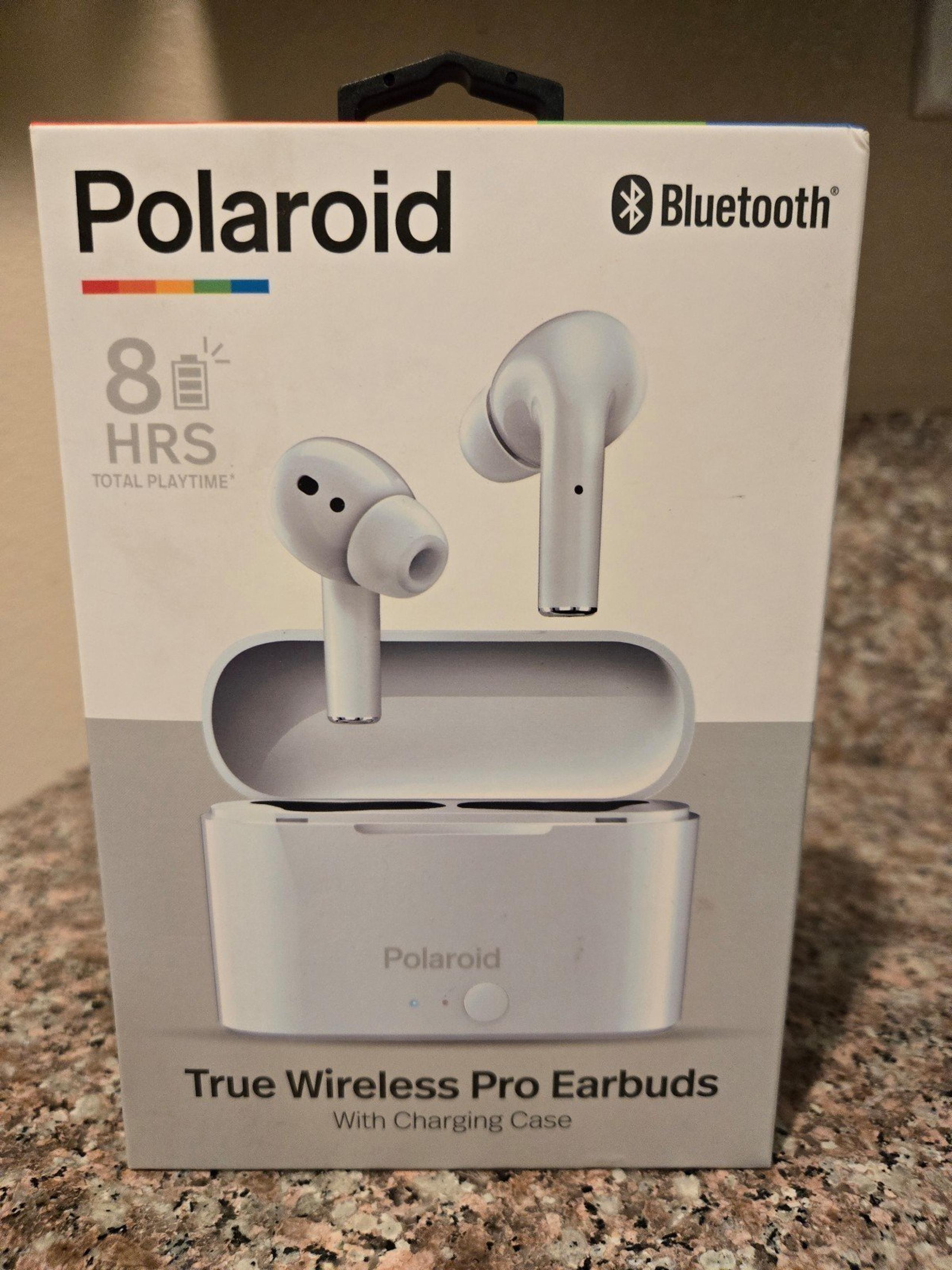 Polaroid Tru Wireless Pro Earbuds with Charger Case (white) New