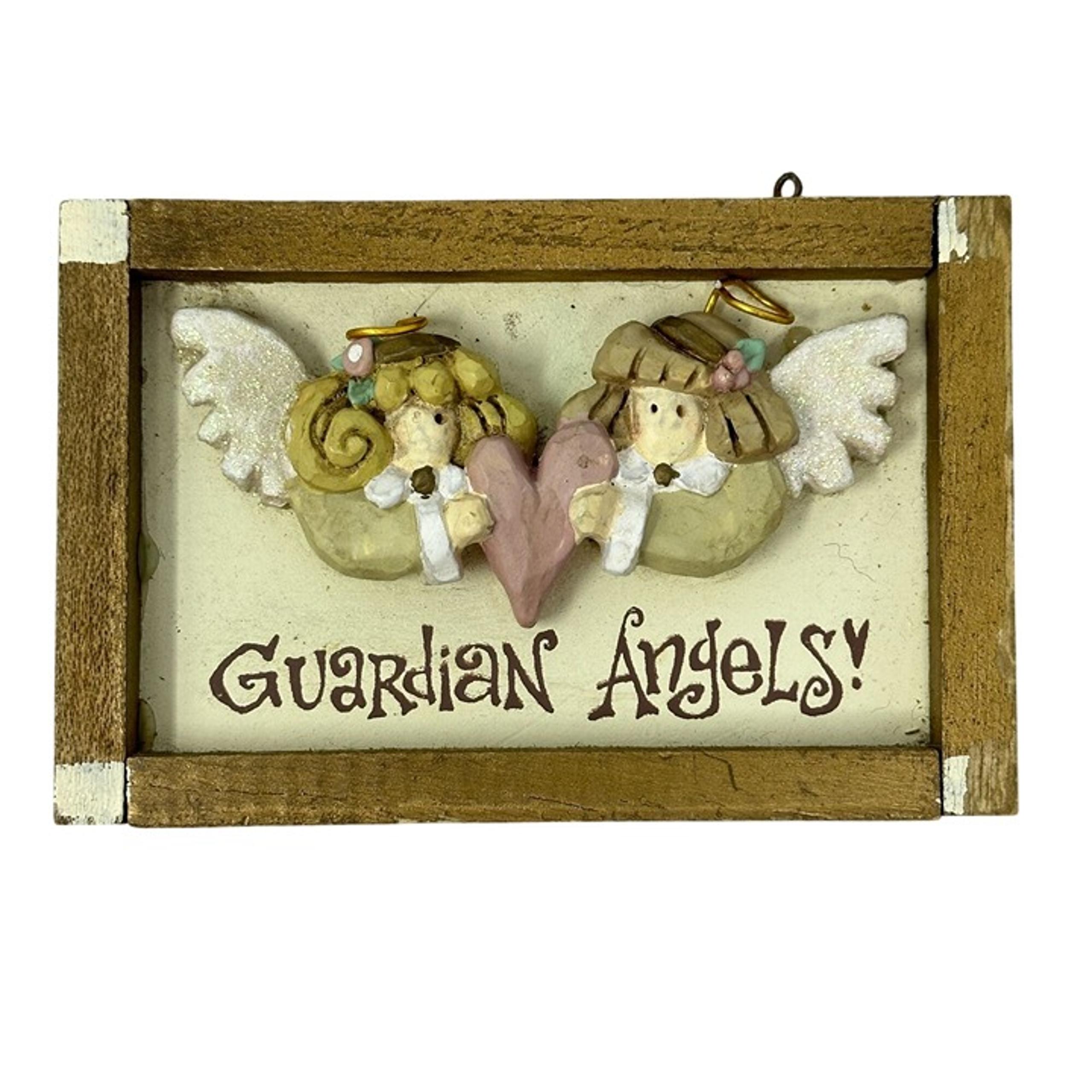 Guardian Angels Wall Plaque Ornament 3 x 4 Small Salvage - Kurt S Adler