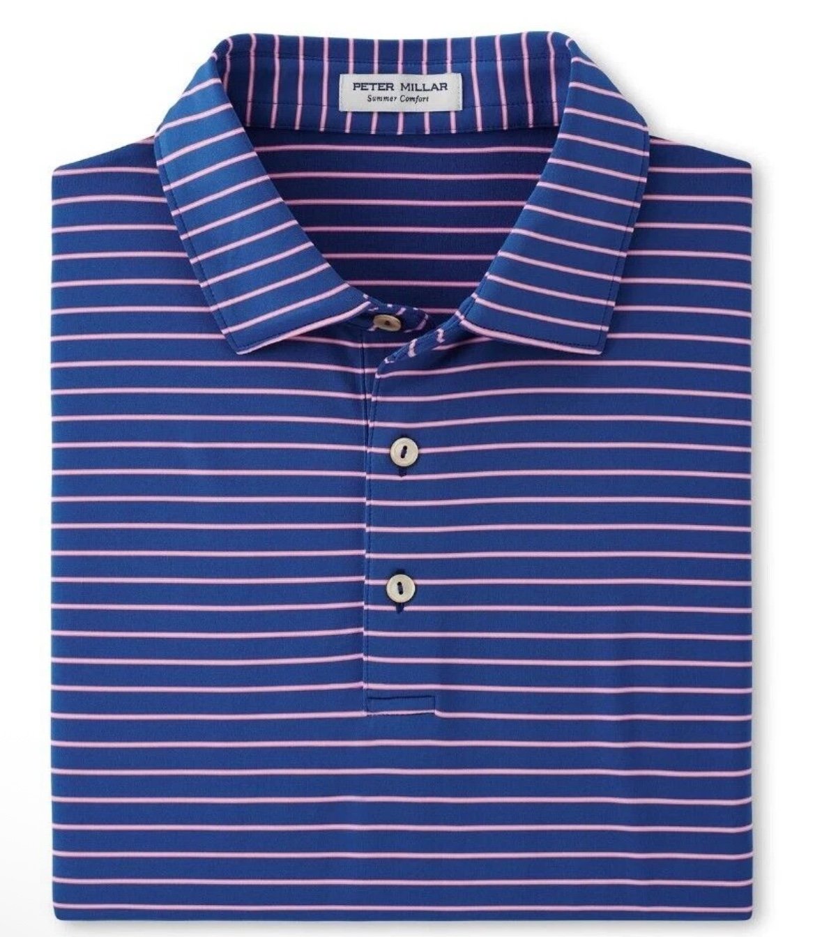 Peter Millar Drum Performance Jersey Polo Golf Shirt Blue Pink Size XL NWT