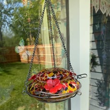 Nature's Way Bird Products GHF5 Hand Blown Garden Top Fill Hummingbird Feeder, 1