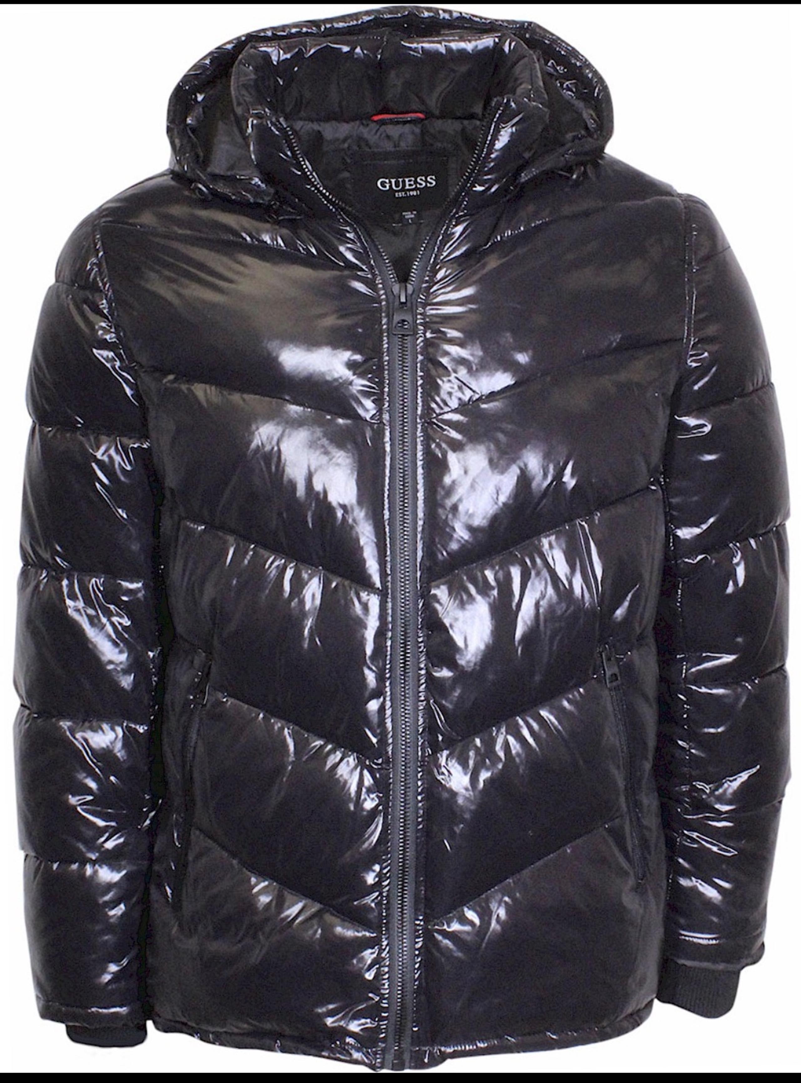 Guess Color Block Puffer Jacket Men's Hooded Zip Front Navy 110AN835 Sz M