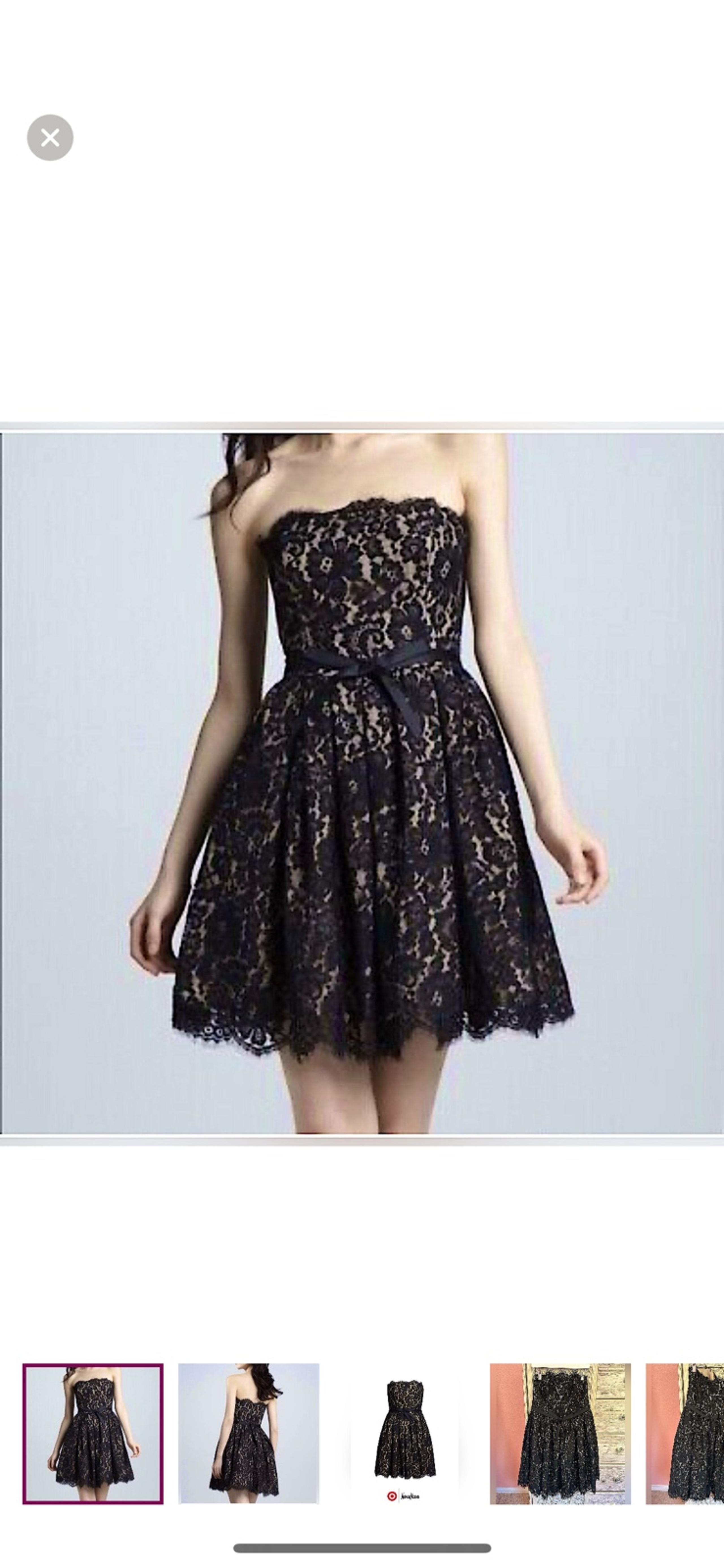 Neiman Marcus for Target strapless, black lace fit and flare mini dress size 14